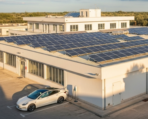 Impianto fotovoltaico aziendale con colonnina ricarica - QESCO